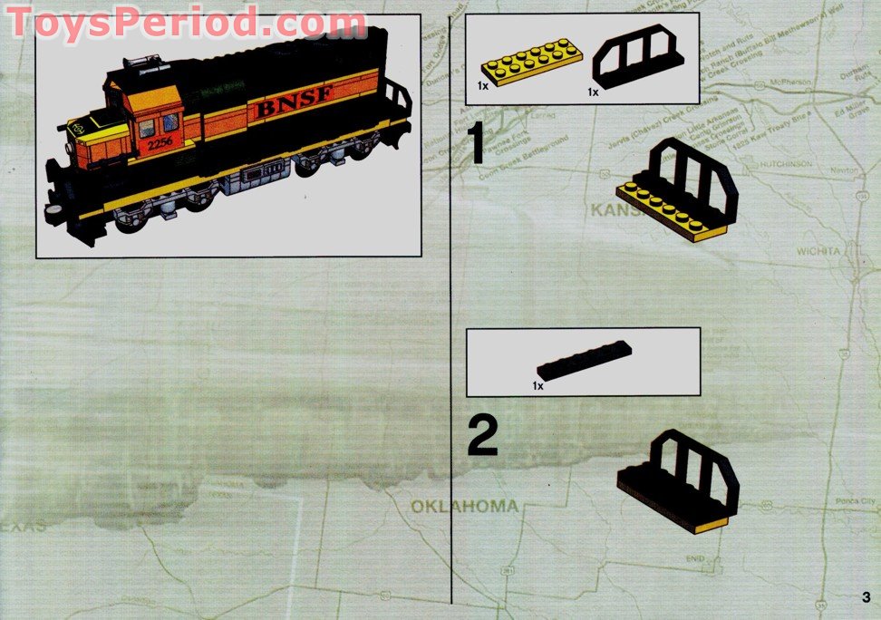 LEGO 10133 Burlington Northern Santa Fe BNSF GP-38 Locomotive Set