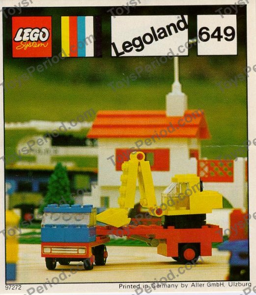 LEGO 649-1 Low Loader with Excavator Set Parts Inventory and 