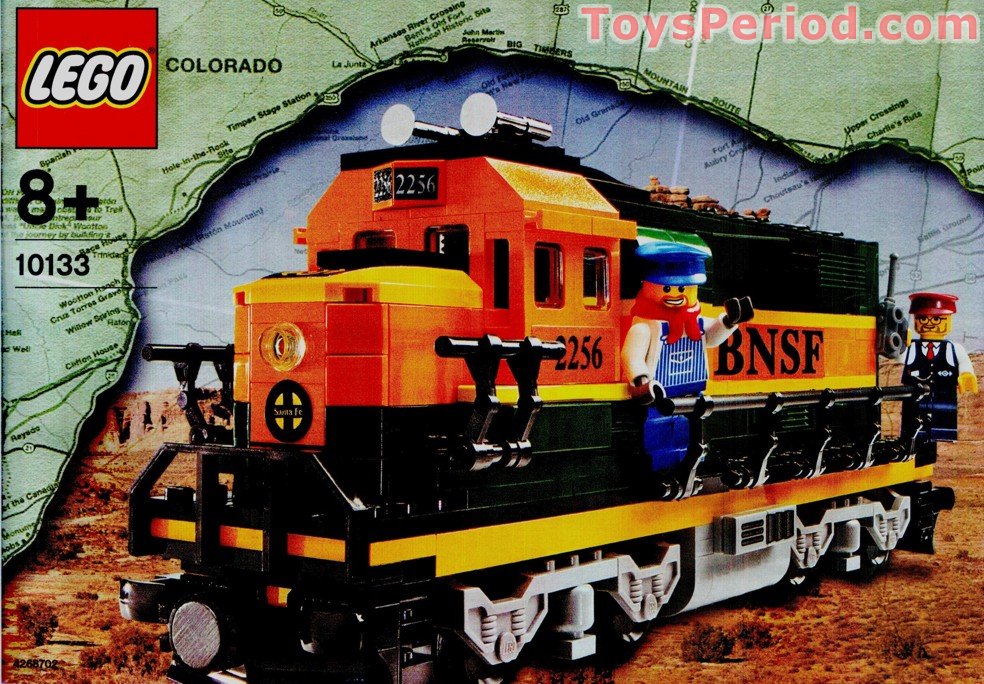 LEGO 10133 Burlington Northern Santa Fe BNSF GP-38 Locomotive Set