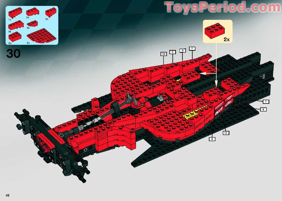 LEGO 8157 Ferrari F1 1:9 Set Parts Inventory and Instructions