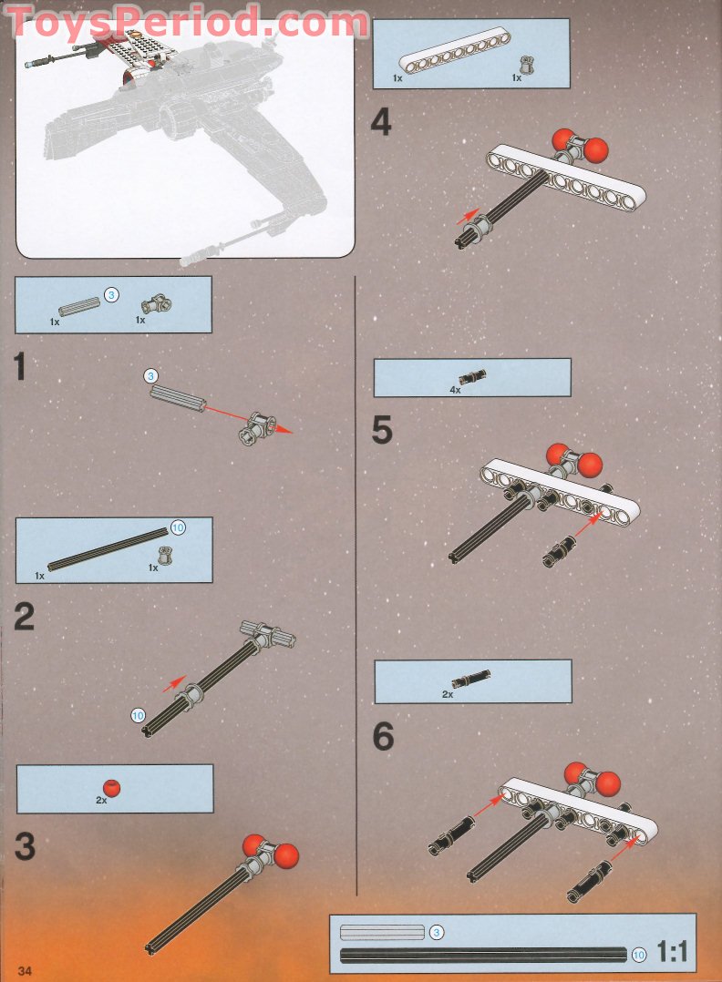 LEGO 7259 Arc 170 Starfighter Set Parts Inventory and Instructions