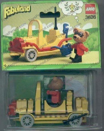 新品83年製 LEGO Fabuland 3626 アライグマのロジャーとスポーツカー